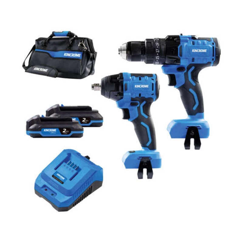 Kincrome PT18 18V 2 Piece Brushless Drill & Impact Wrench Kit 2.0Ah