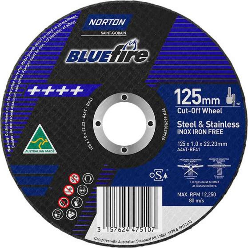 Norton Metal Cut off Disc 125mm x 1.0mm x 22mm