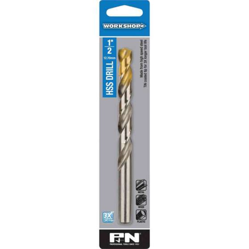P&N Workshop Drill Bit HSS Tin Tipped 1/2 Inch