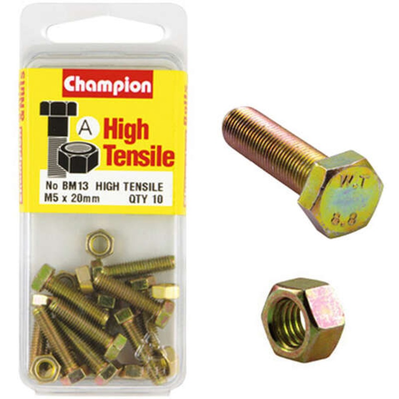 Champion High Tensile Bolts and Nuts BM13, M5 X 20mm