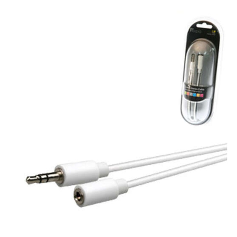 Aerpro 3.5mm Male To 3.5mm Female Stereo Lead – Wiring Kit, White, 1.5m – APL65
