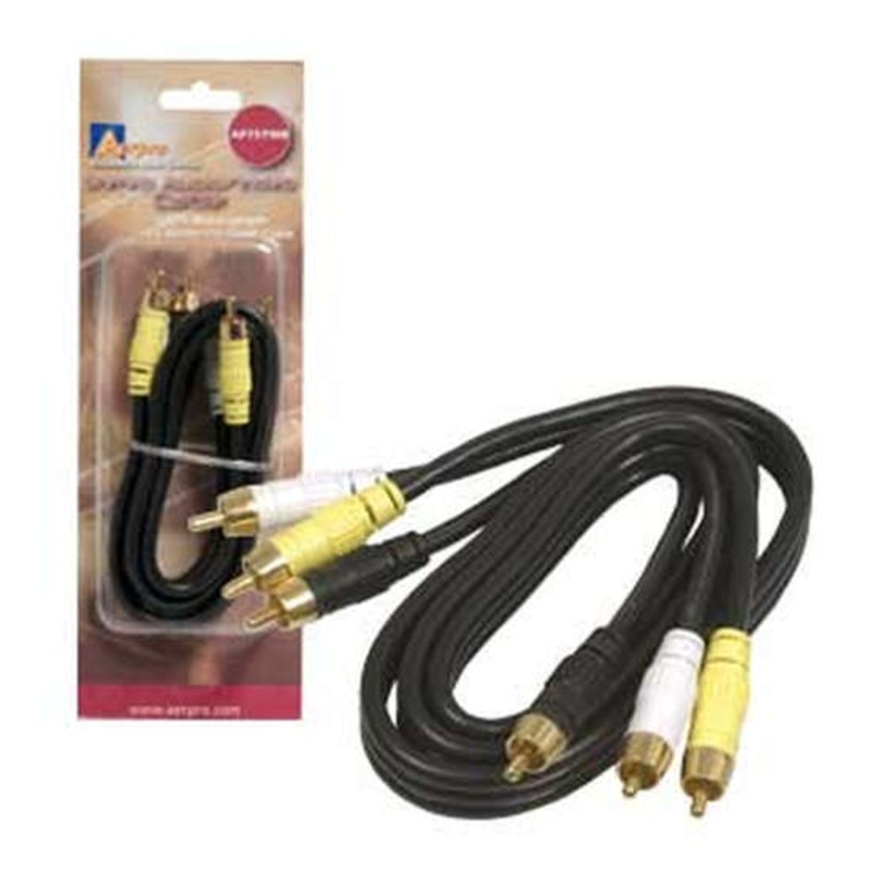 Aerpro AV Lead RCA 75 Ohms 3 Male To 3 Male Coaxial Plugs – Wiring Kit, 0.75m – AP75YWB