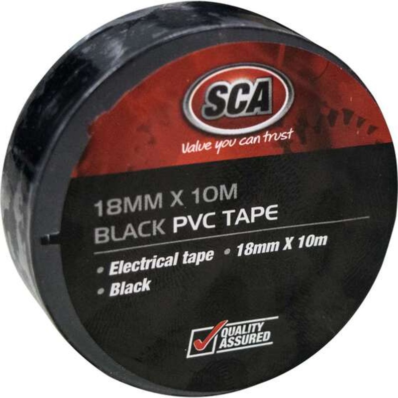 SCA PVC Electrical Tape – Black, 18mm x 10m Black