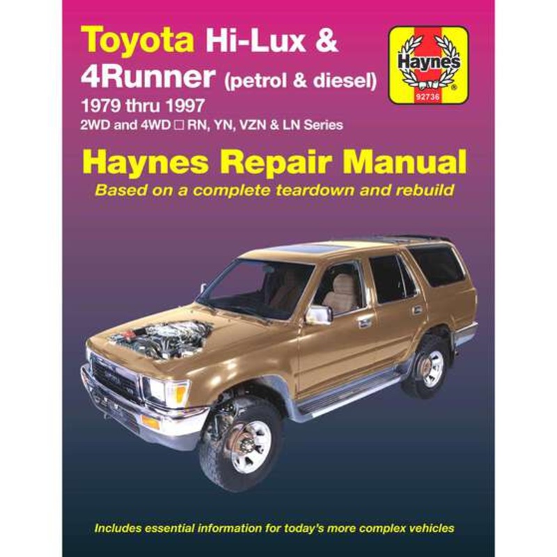 Haynes Car Manual For Toyota Hi-Lux / 4 Runner Petrol and Diesel 1979 / 1997 – 92736