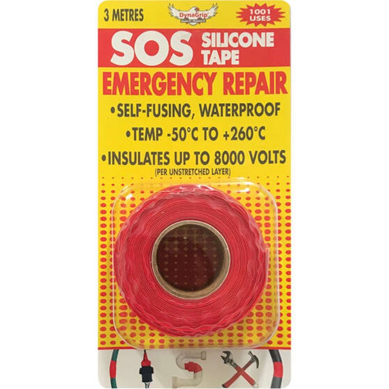 DynaGrip SOS Silicone Tape – Red, 3m x 25mm