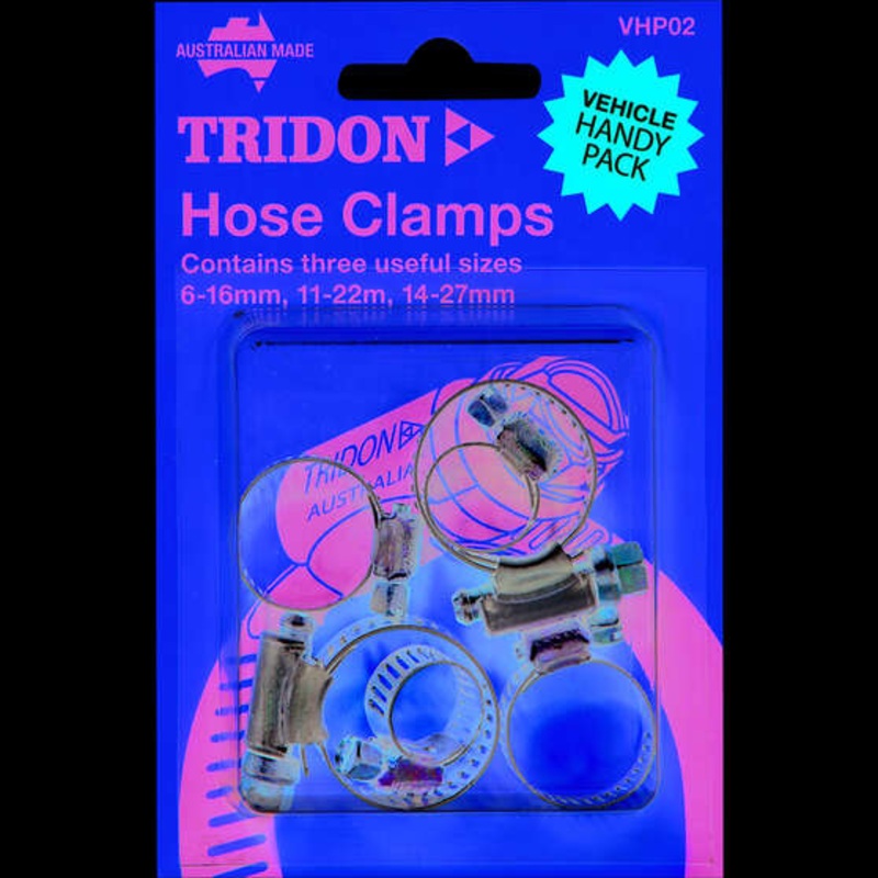 Tridon Hose Clamps – Part Stainless, 6-16mm, 11-22mm & 14-27mm, 6 Pieces