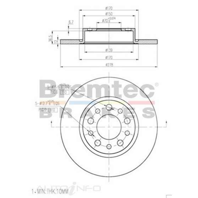 Bremtec Euro-Line GeoZinc Coated Brake Rotor – BDR17410EL