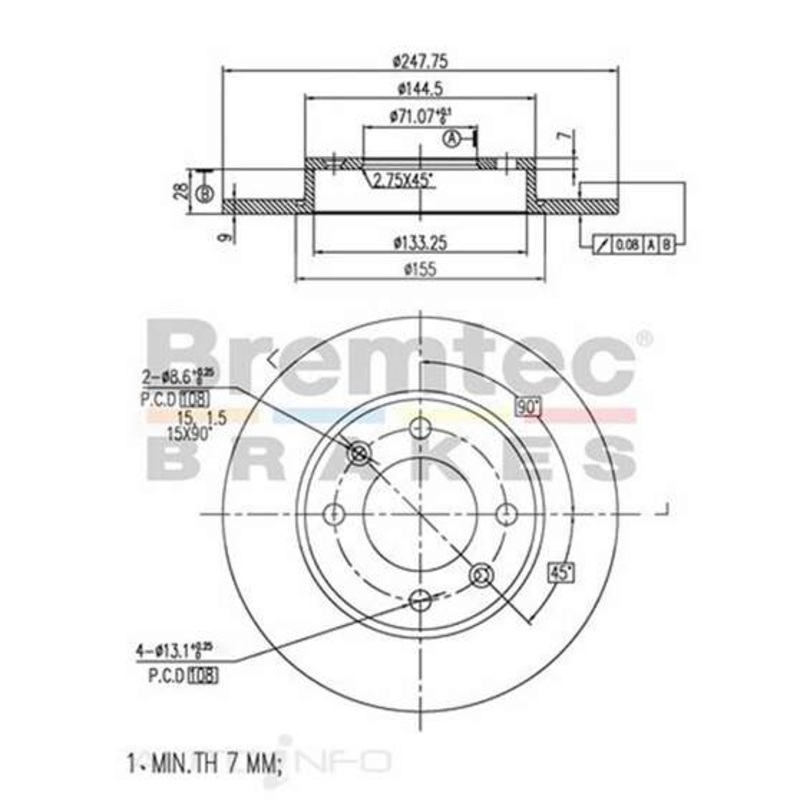 Bremtec Euro-Line GeoZinc Coated Brake Rotor – BDR14930EL