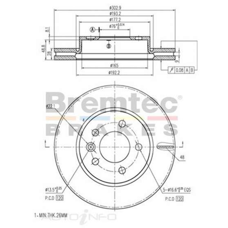 Bremtec Euro-Line GeoZinc Coated Brake Rotor – BDR22430EL