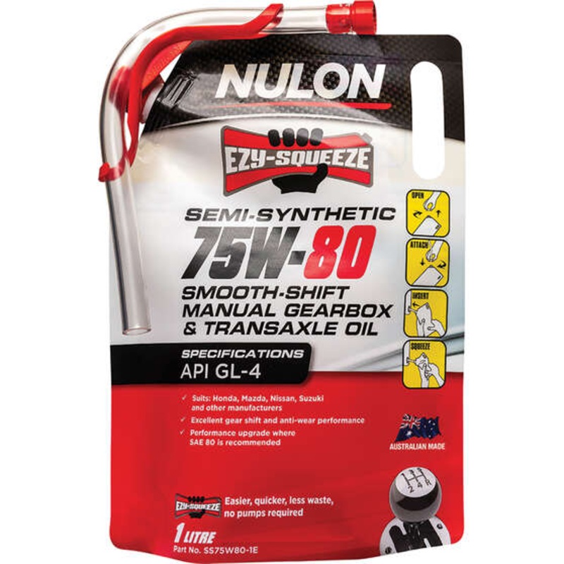 NULON EZY-SQUEEZE Smooth Shift Manual Gearbox & Transaxle Oil – 75W-80, 1 Litre