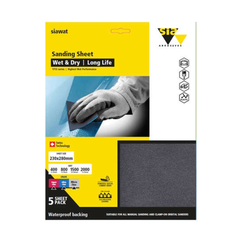 SIA Abrasives Sandpaper 5 Pack Mixed – Siawat 1713