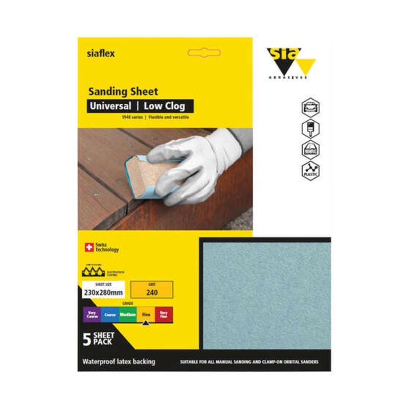SIA Abrasives Sandpaper 5 Pack P240 – Siaflex 1948