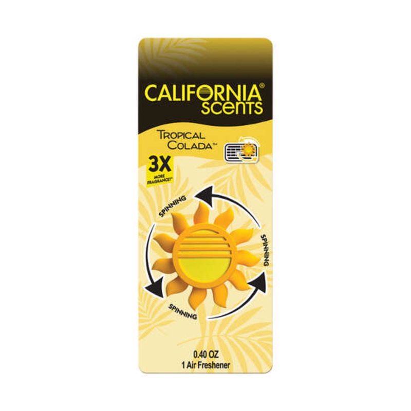 California Scents Novelty Sun Spinner Car Air Freshener Vent Clip, Tropical Colada Scent