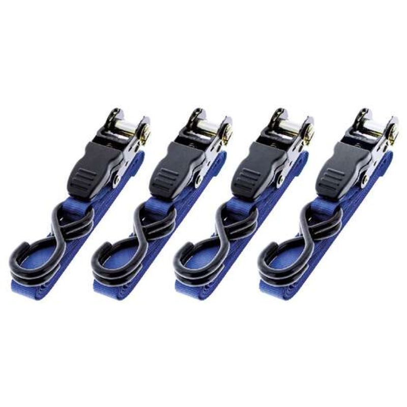 Hulk 4×4 Pkt 4 Ratchet Tie Down 4.5m 270Kg Lashing 25mm Blue – HU5401