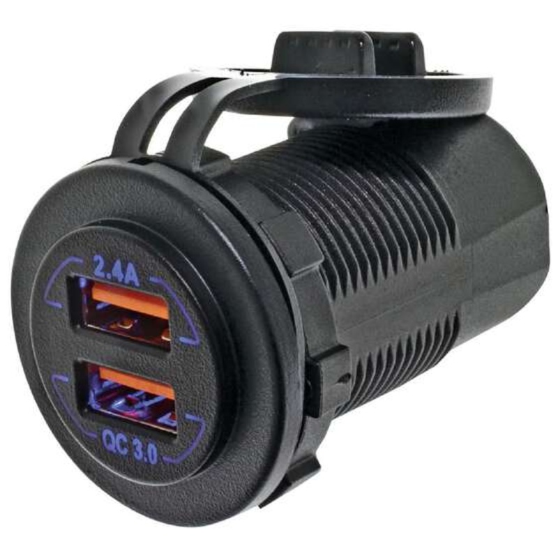 Hulk 4×4 Dual Usb Socket Port A- 5V 2.4A Port B- Qc3.0 3.6-12V 18W with Blue Led – HU6630B