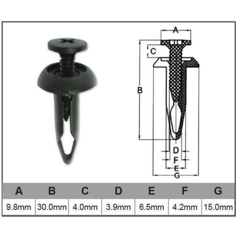 Jaylec Pkt 10 Automotive Fastener Universal Black Plastic Jaylec – EAF0037-10