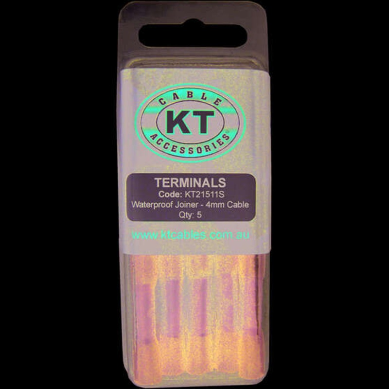 KT Cable Waterproof Butt Splice Joiner – 4mm Blue, 5 Pack