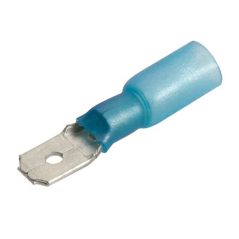 Narva Male Heat Shrink Terminal – Blue, 50 Pack, 6.3mm, Blade