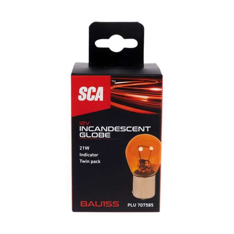 SCA Incandescent Globe – PY21W 12V 21W – 2 Pack
