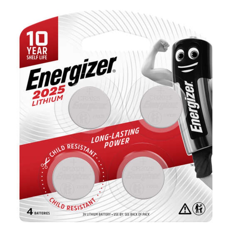 Energizer Lithium Coin Battery CR2025 4 Pack