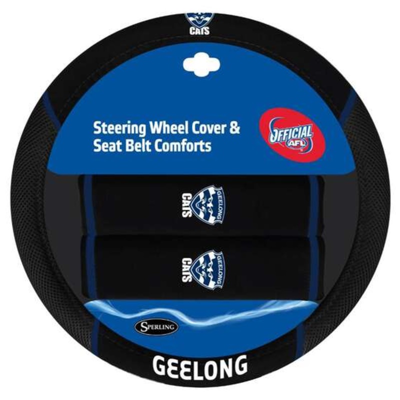 AFL Steering Wheel Cover & Seat Belt Buddies – Geelong – ACAFLGEEACC