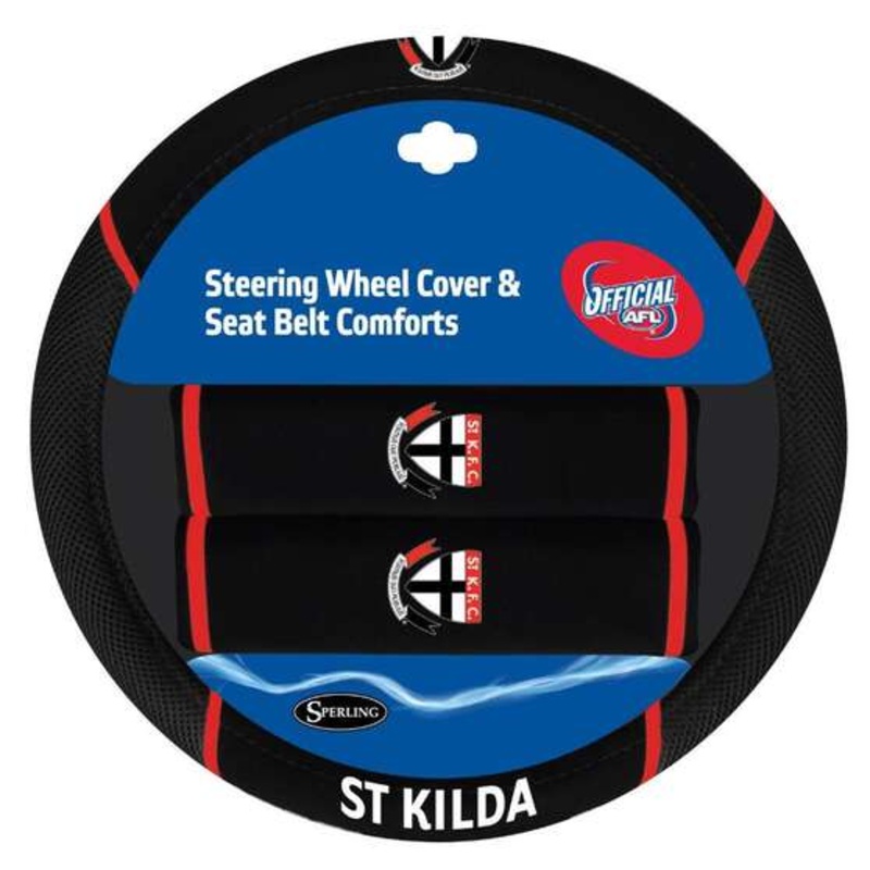 AFL Steering Wheel Cover & Seat Belt Buddies – St Kilda – ACAFLSTKACC