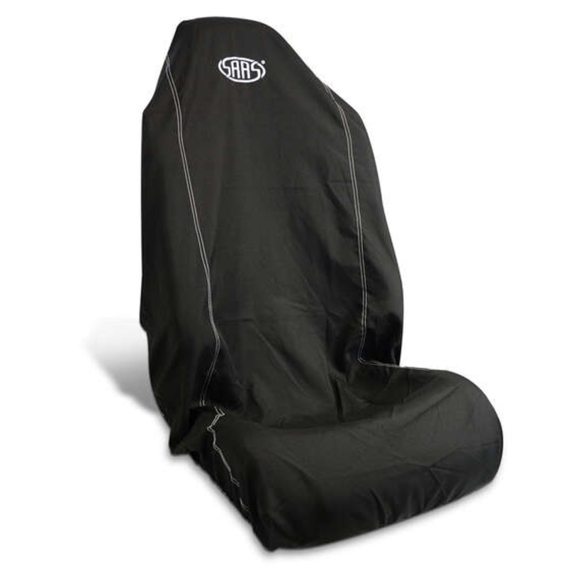 SAAS Seat Cover Throwover Black with Saas White Logo Large