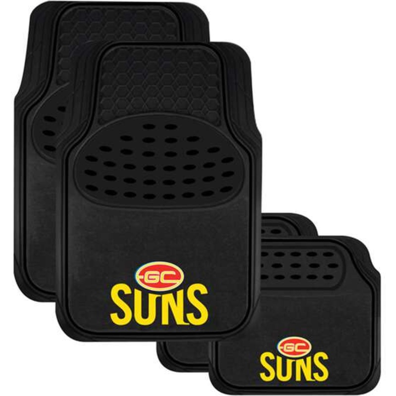 AFL Floor Mats – Gold Coast Suns, Set of 4 – CMAFLGGSS4