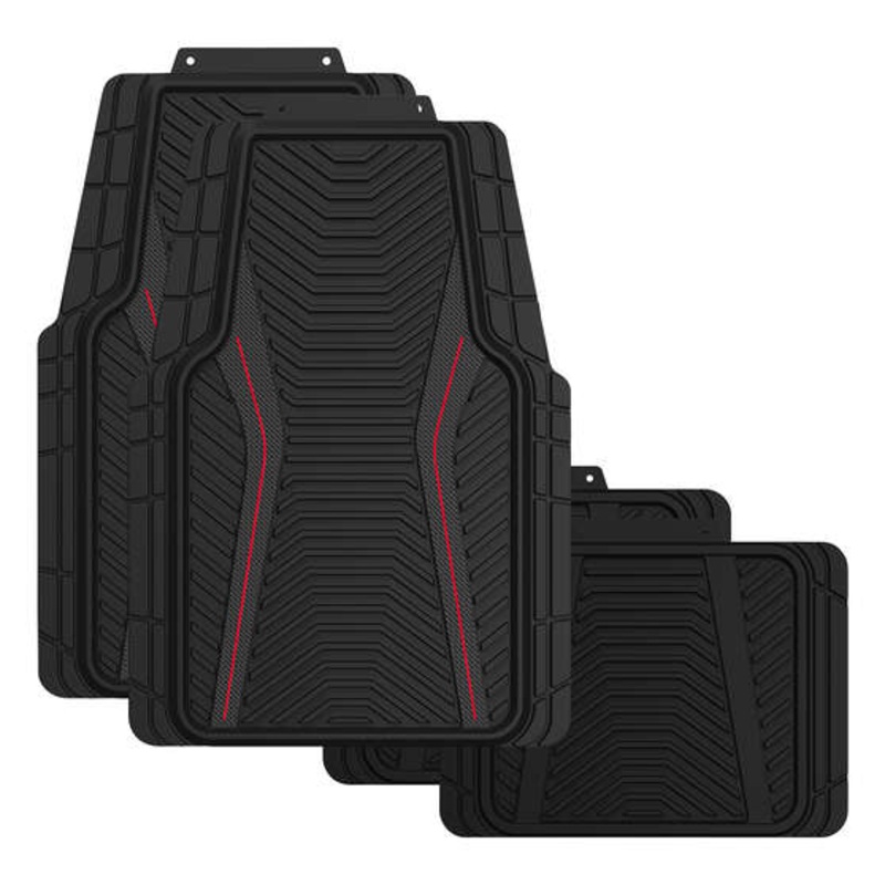 SCA Carbon Fibre Design Floor Mats with Red Piping