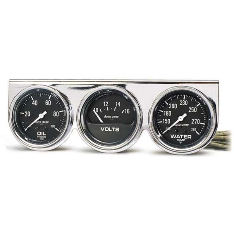 Autometer 3 Gauge Oil/Volt/Water In Chrome Console – 2 5/8 Inch, AU2399