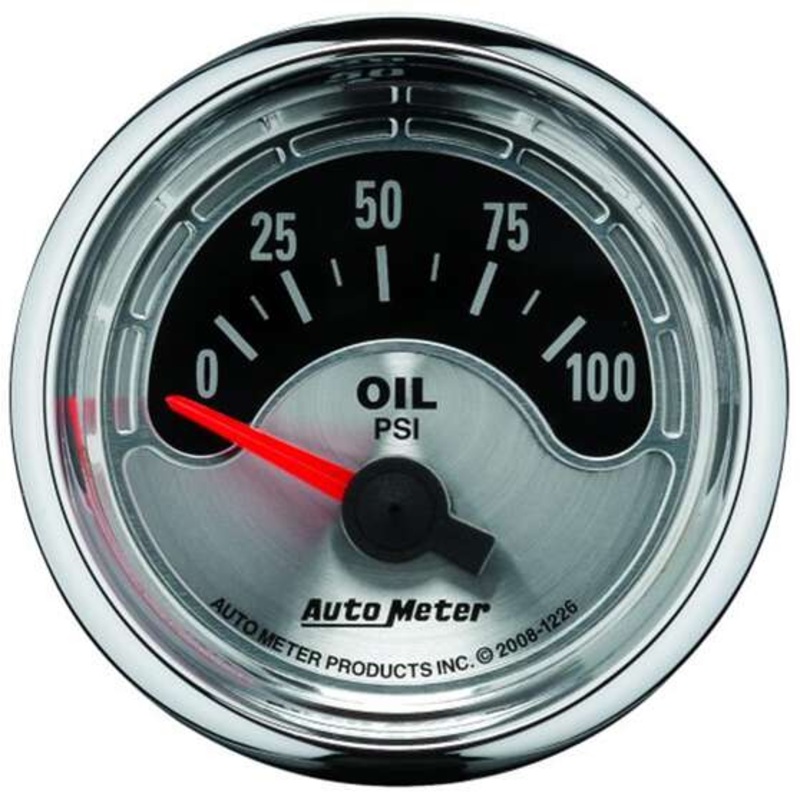 Autometer American Muscle Oil Pressure Gauge Electric – 0 – 100 PSI, 2 1/16 Inch, Short Sweep, AU1226