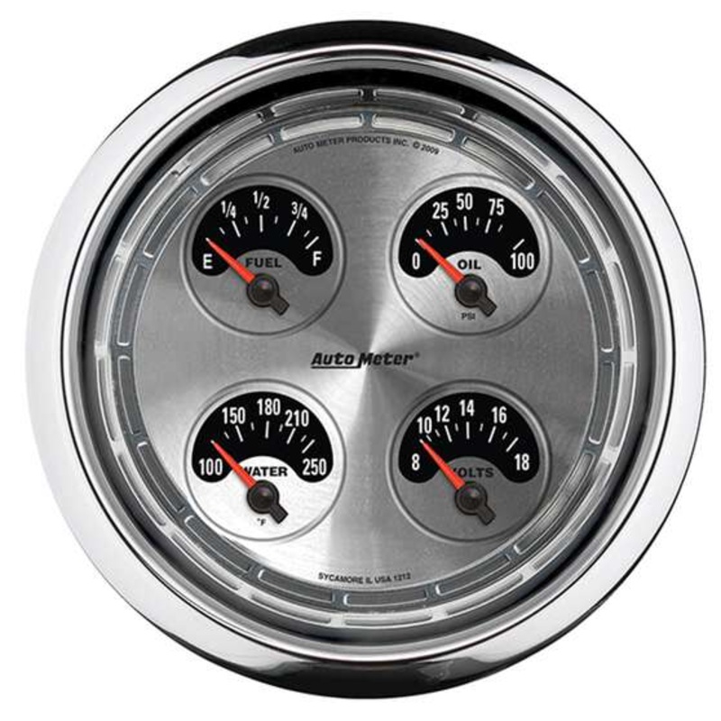 Autometer American Muscle Quad Gauge Oil Water Fuel Level Gauge Volts – 5 Inch, AU1212