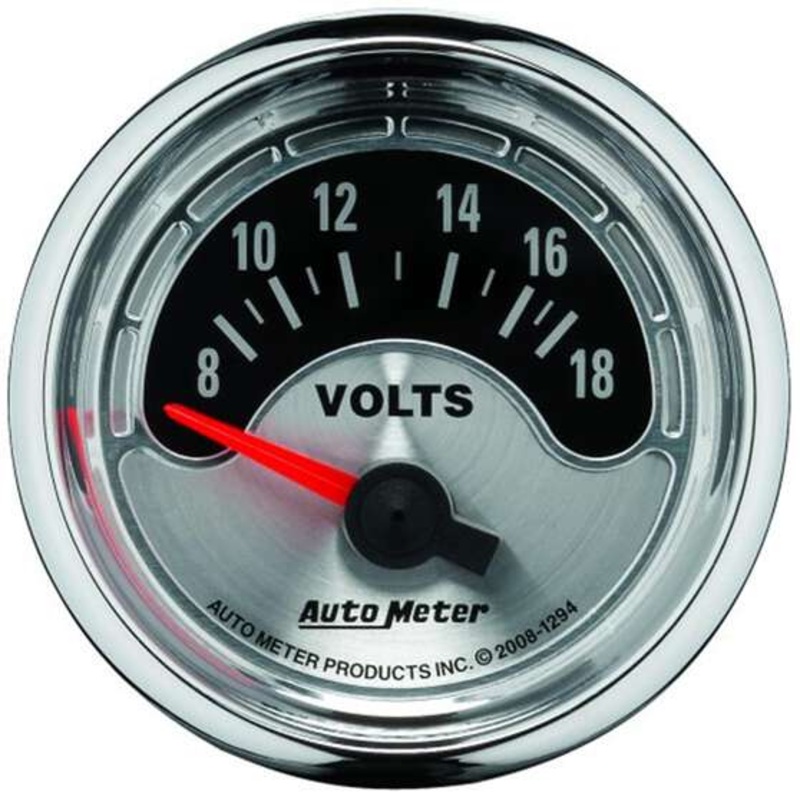 Autometer American Muscle Voltmeter Electric – 2 1/16 Inch, Short Sweep, 8 – 18V, AU1294