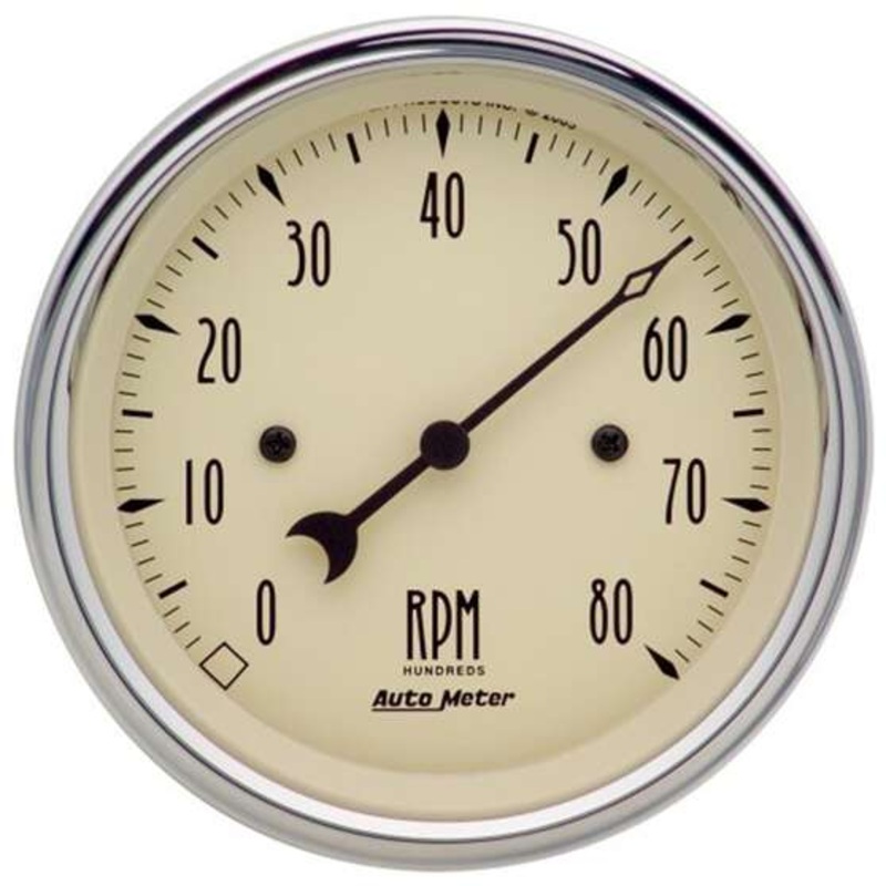 Autometer Antique Beige Tachometer 4 6 And 8 Cylinder – 8,000 RPM, 3 3/8 Inch, AU1890