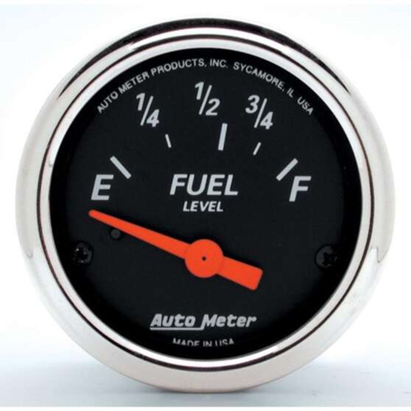 Autometer Designer Black Fuel Level Gauge Electric – 73 – 10 Ohm, 2 1/16 Inch, Short Sweep, AU1423