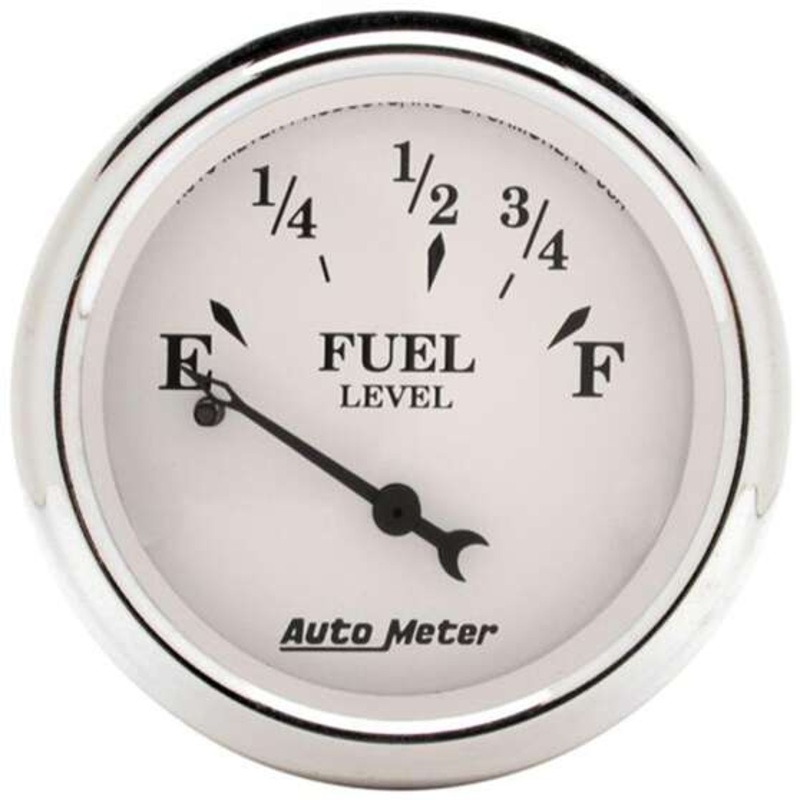 Autometer Old Tyme White Fuel Level Gauge Short Sweep – 0 – 30 Ohm, 2 1/16 Inch, Short Sweep, AU1607
