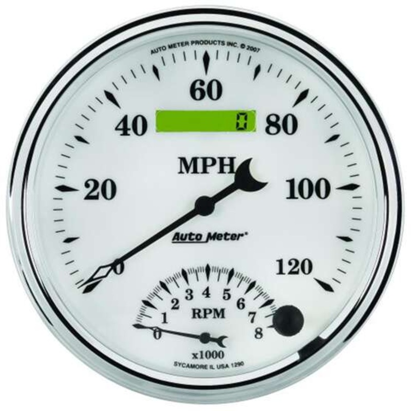 Autometer Old Tyme White II Combo 120 Mph Speedo / 8000RPM Tacho – 120mph, 5 Inch, AU1290