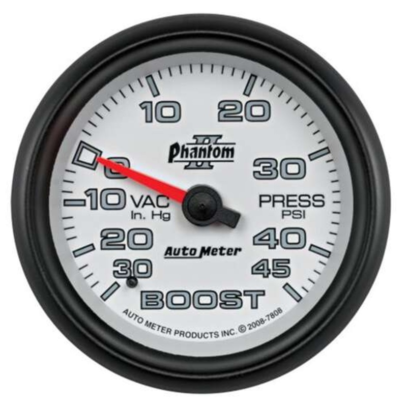 Autometer Phantom II Boost/Vacuum Gauge – 30 inHg/45 PSI, 2 5/8 Inch, AU7808