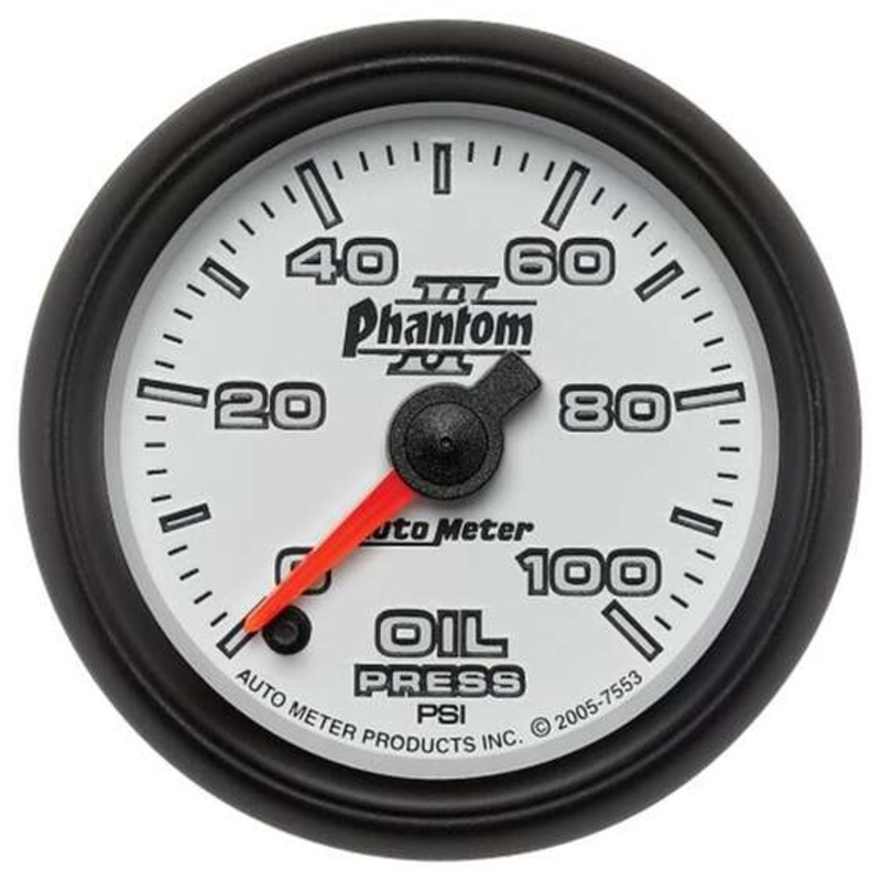 Autometer Phantom II Oil Pressure Gauge – 0 – 100 PSI, 2 1/16 Inch, AU7553