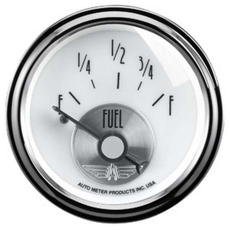 Autometer Prestige Pearl Fuel Level Gauge 0-90 Electric – 0 – 90 Ohm, 2 1/16 Inch, Short Sweep, AU2015