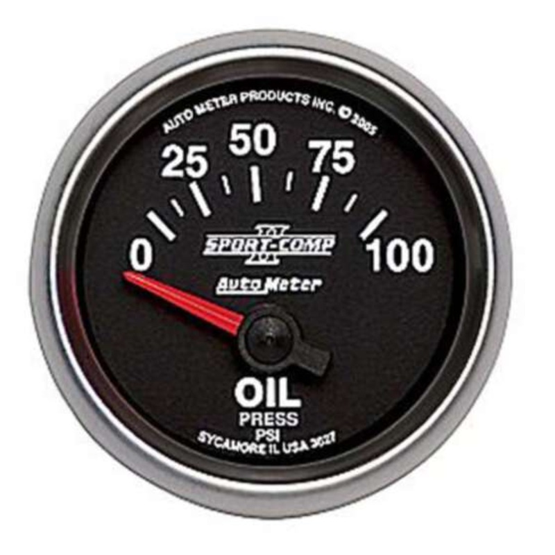 Autometer Sport-Comp II Oil Pressure Gauge – 0 – 100 PSI, 2 1/16 Inch, AU3627