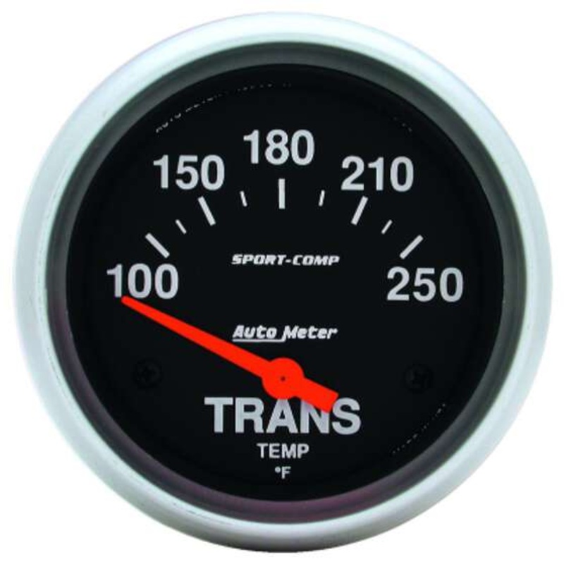 Autometer Sport-Comp Transmission Temp Gauge Electric – 100 – 250 F, 2 5/8 Inch, Short Sweep, AU3552