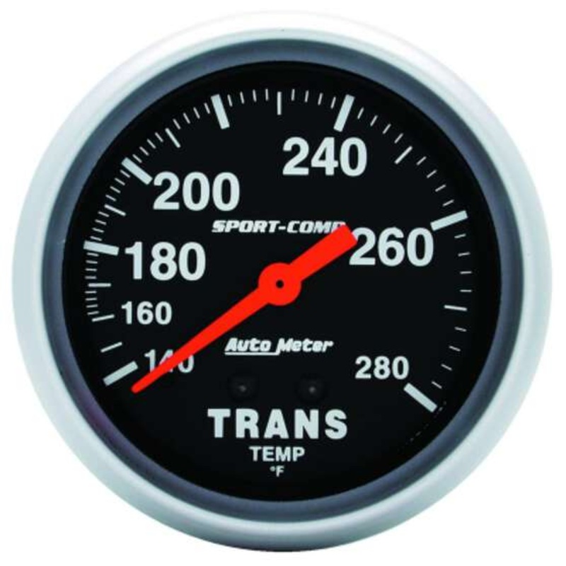 Autometer Sport-Comp Transmission Temp Gauge Mechanical – 140 – 280 F, 8 Feet, 2 5/8 Inch, AU3451