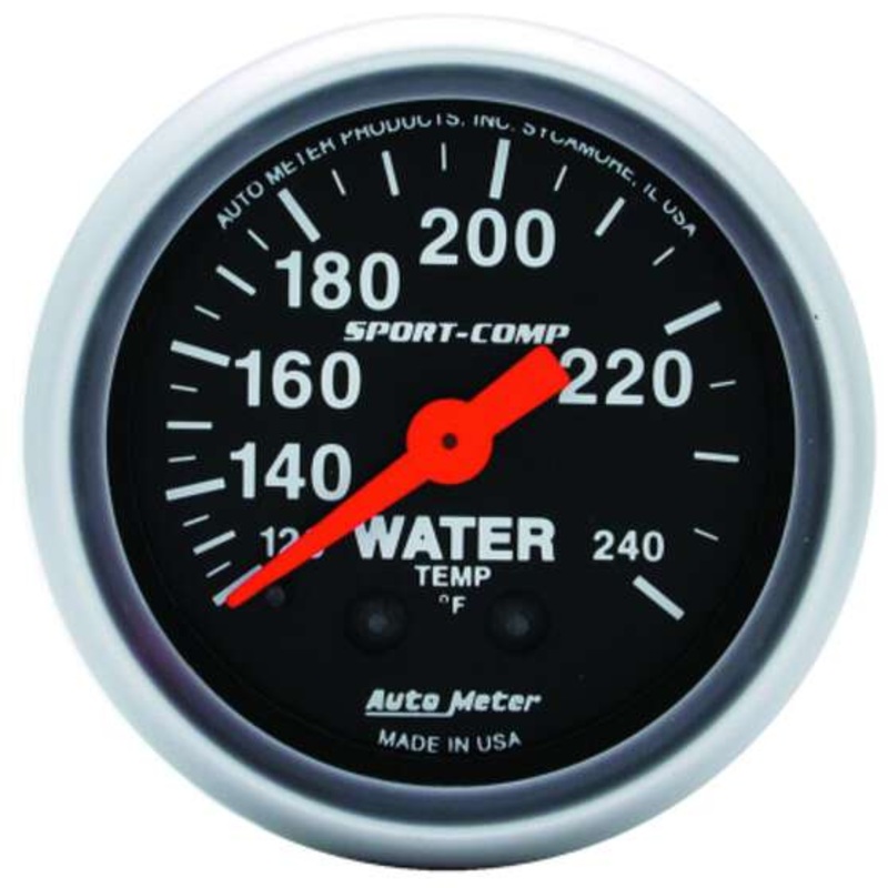 Autometer Sport-Comp Water Temperature Gauge Mechanical – 120 – 240 F, 12 Feet, 2 1/16 Inch, AU3333