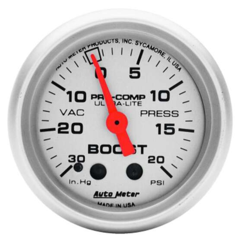 Autometer Ultra Lite Boost/Vacuum Gauge Mechanical – 10 Feet, 30 inHg/20 PSI, 2 1/16 Inch, AU4301