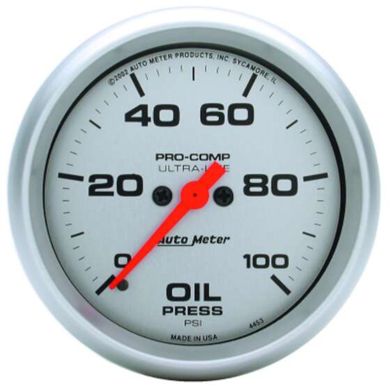 Autometer Ultra Lite Oil Pressure Gauge Electric – 0 – 100 PSI, 2 5/8 Inch, Full Sweep, AU4453