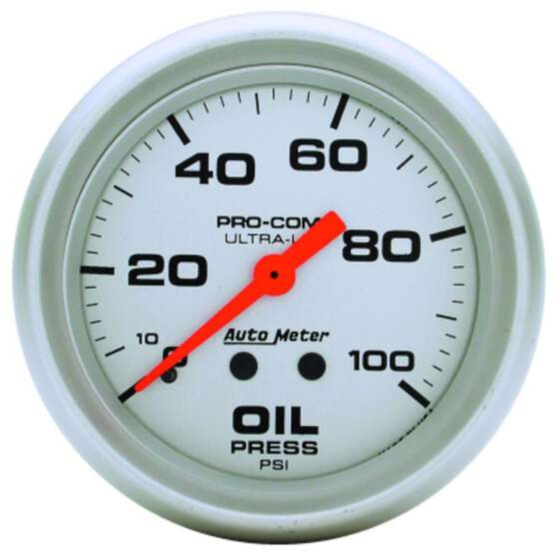Autometer Ultra Lite Oil Pressure Gauge Mechanical – 10 Feet, 0 – 100 PSI, 2 5/8 Inch, AU4421