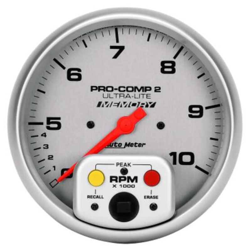 Autometer Ultra Lite Tachometer In Dash Dual Range With Recall – 10,000 RPM, 5 Inch, AU4499