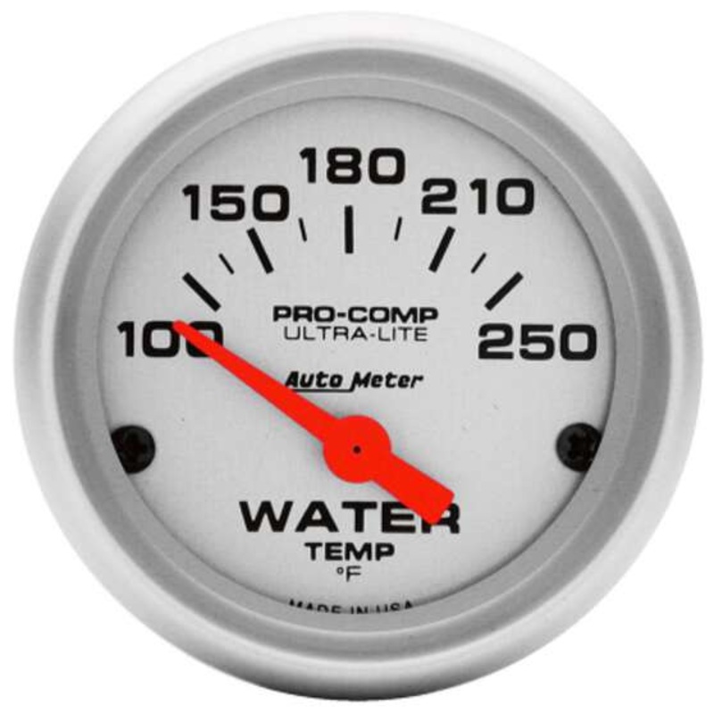 Autometer Ultra Lite Water Temperature Gauge Electric – 100 – 250 F, 2 1/16 Inch, Short Sweep, AU4337