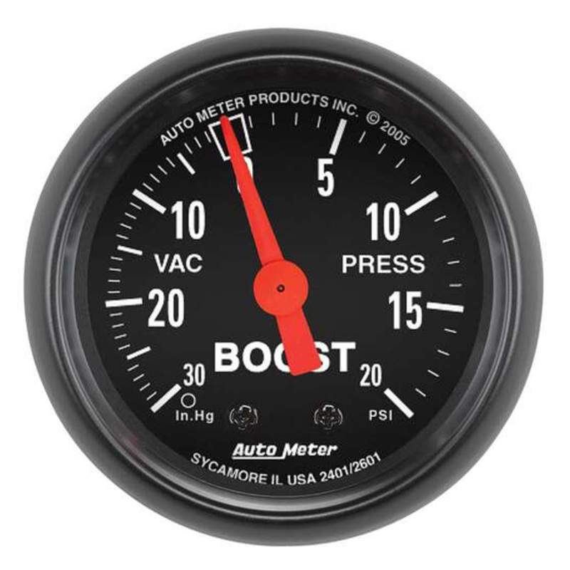 Autometer Z-Series Boost/Vacuum Gauge Mechanical – 10 Feet, 30 inHg/20 PSI, 2 1/16 Inch, AU2601